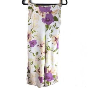Wilfred Aritzia Faun Floral High Rise Wide Leg Tie Back Cropped Pants Size Small